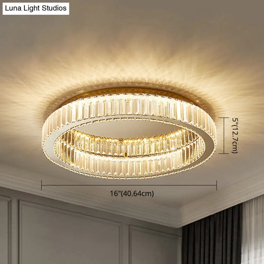 Modern Crystal Chandelier Flush Mount Ceiling Light For Living Room
