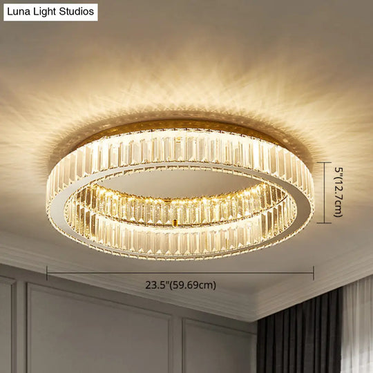 Modern Crystal Chandelier Flush Mount Ceiling Light For Living Room
