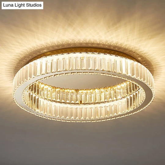 Modern Crystal Chandelier Flush Mount Ceiling Light For Living Room