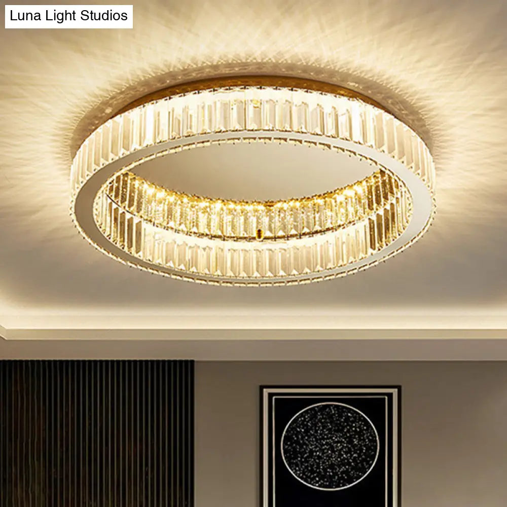 Modern Crystal Chandelier Flush Mount Ceiling Light For Living Room