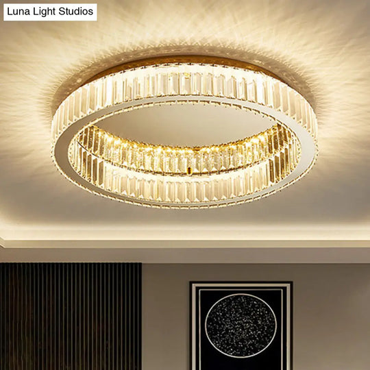 Modern Crystal Chandelier Flush Mount Ceiling Light For Living Room