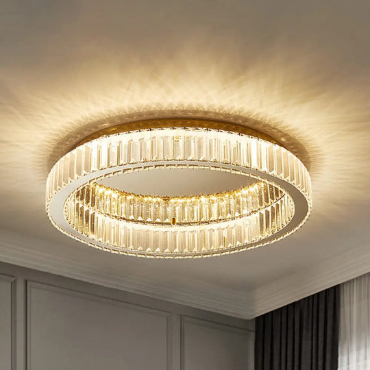 Modern Crystal Chandelier Flush Mount Ceiling Light For Living Room Gold / 23.5