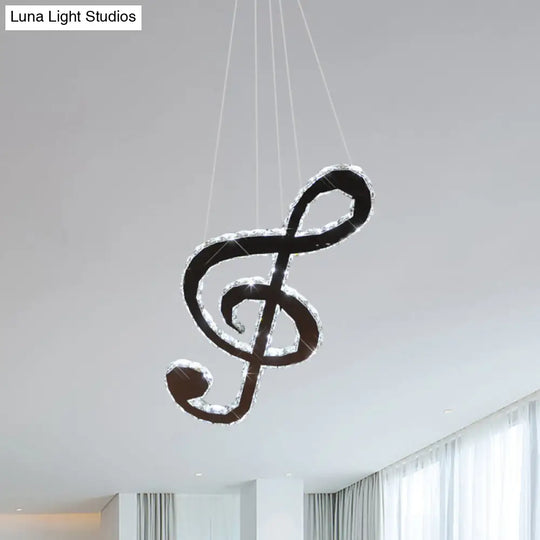 Modern Crystal Chandelier Pendant Light With Led Music Note Design In Chrome Warm/White Lighting /