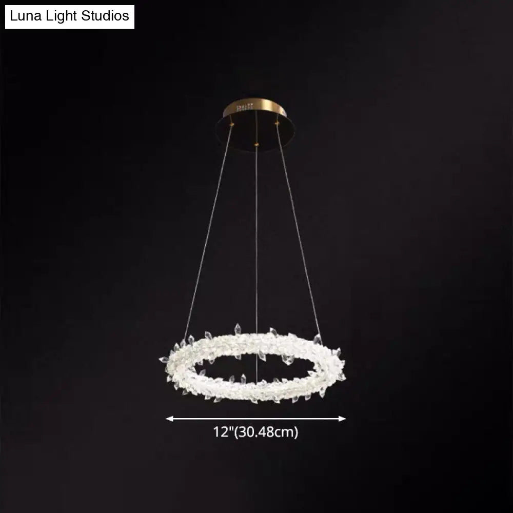 Modern Crystal Pendant Chandelier Light For Restaurants - Sleek Circular Design