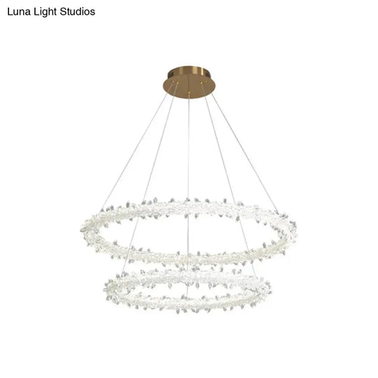 Modern Crystal Pendant Chandelier Light For Restaurants - Sleek Circular Design Clear / 16+23.5 With