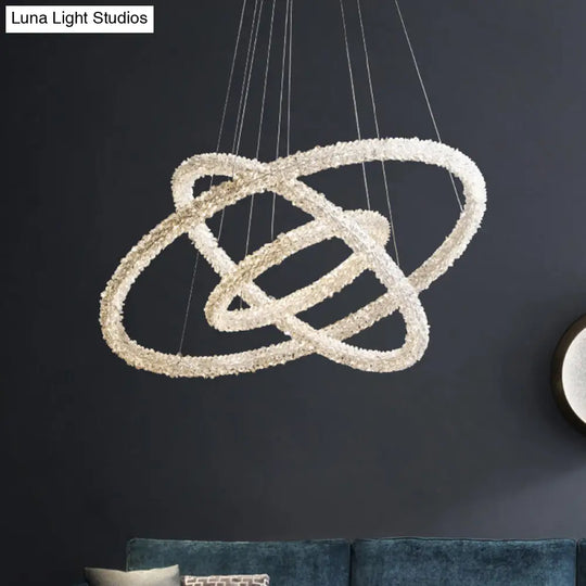 Modern Crystal Pendant Chandelier Light For Restaurants - Sleek Circular Design