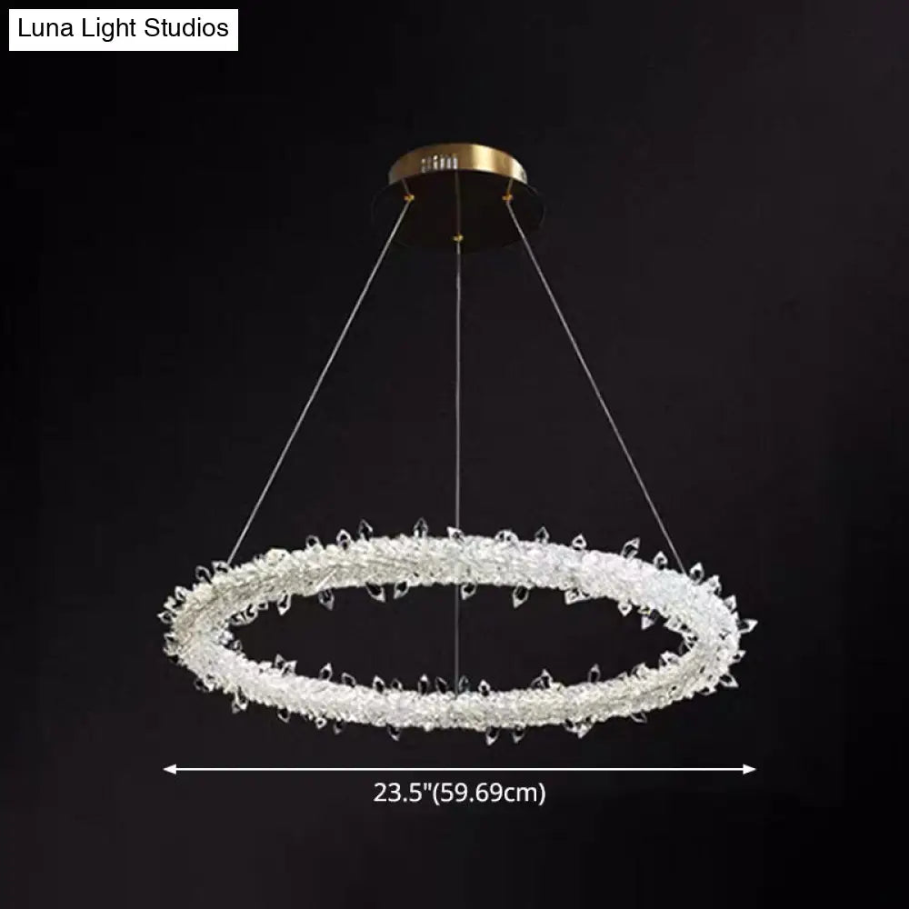 Modern Crystal Pendant Chandelier Light For Restaurants - Sleek Circular Design