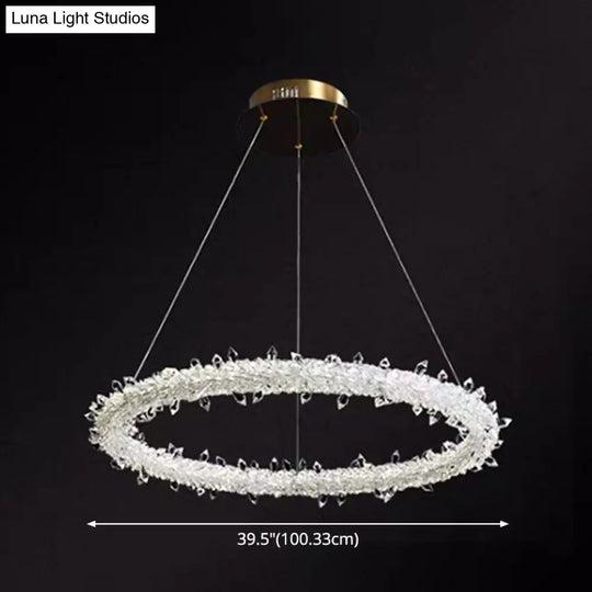 Modern Crystal Pendant Chandelier Light For Restaurants - Sleek Circular Design