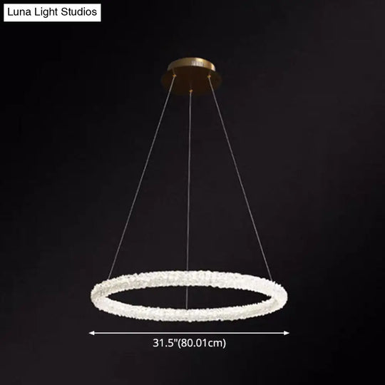 Modern Crystal Pendant Chandelier Light For Restaurants - Sleek Circular Design