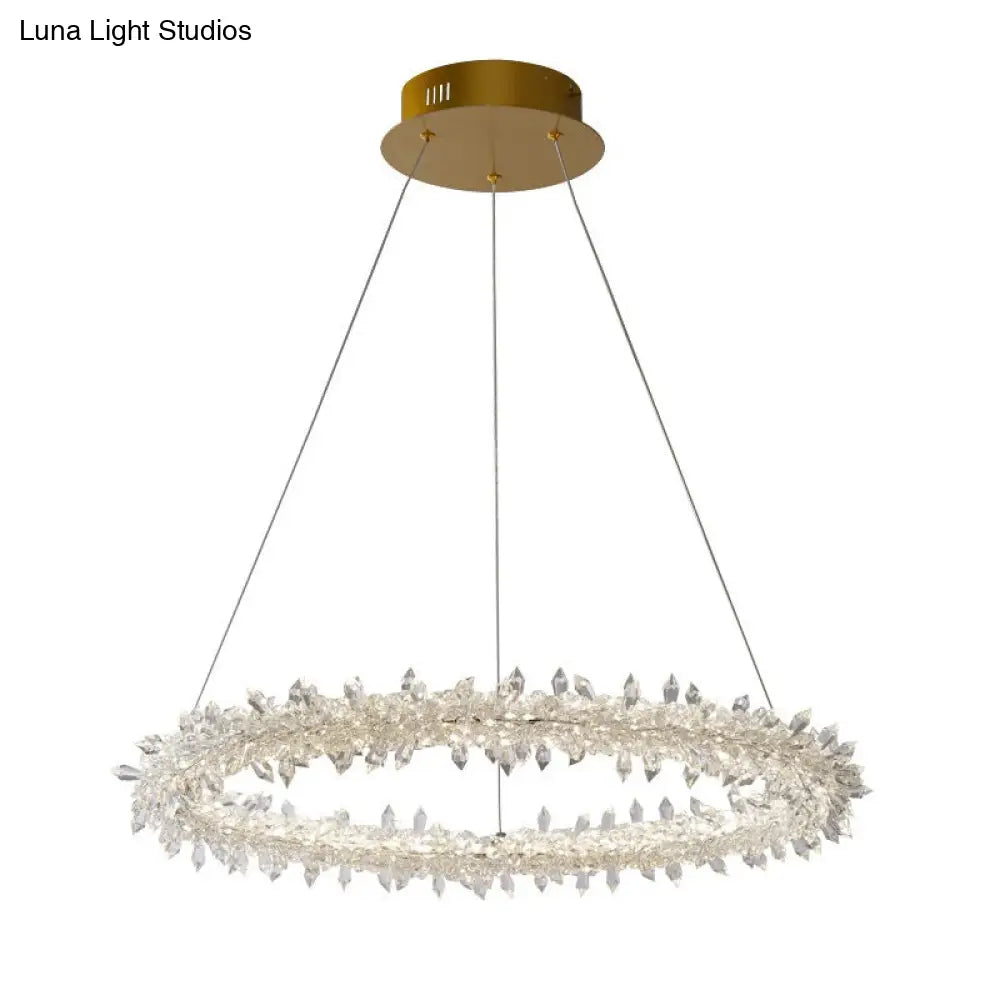 Modern Crystal Circle Chandelier For Restaurants - Pendant Lighting