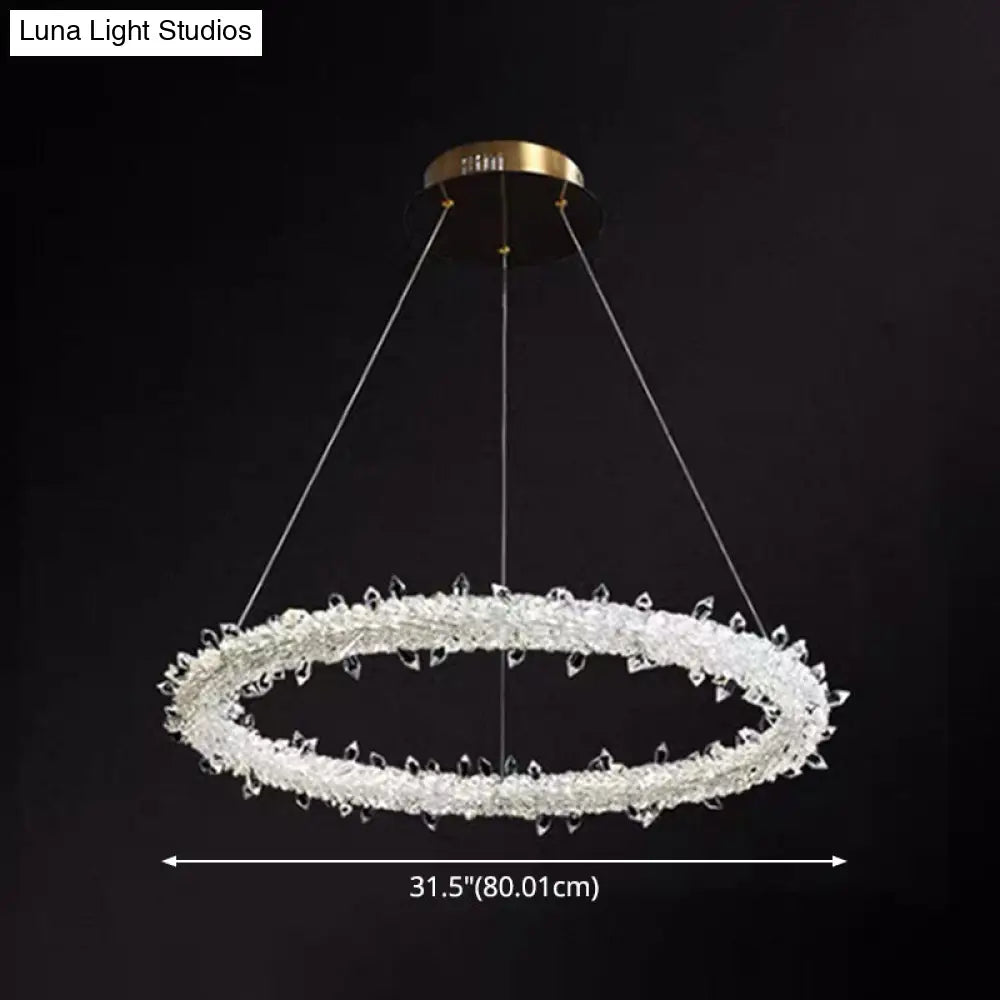 Modern Crystal Pendant Chandelier Light For Restaurants - Sleek Circular Design