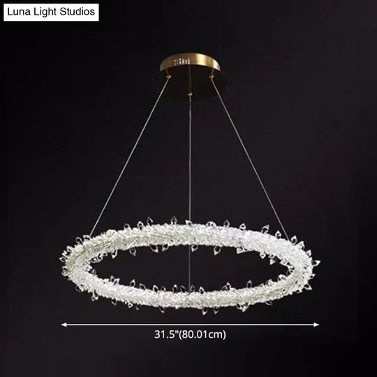 Modern Crystal Pendant Chandelier Light For Restaurants - Sleek Circular Design