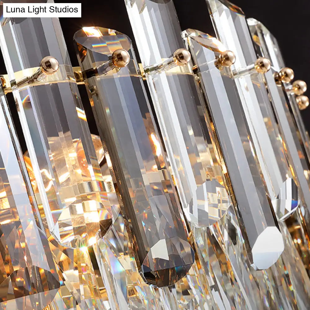 Modern Crystal Clear Chandelier For Dining Room - Round Hanging Light Fixture