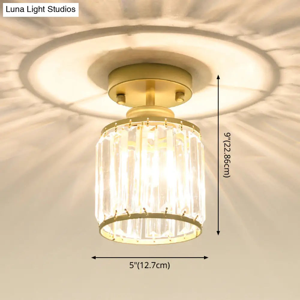 Modern Crystal Cylinder Aisle Ceiling Mount Light Fixture - Close To Lighting