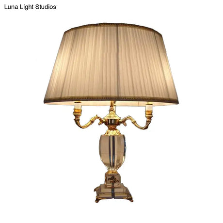 Modern Crystal Desk Light With 3 Clear Urn-Shaped Heads - White Table Lamp