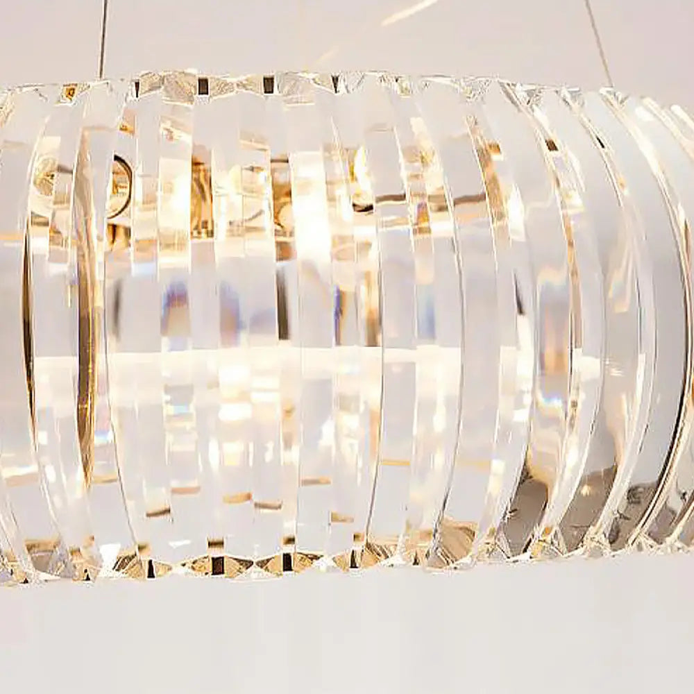 Donut Chandelier Crystal Pendant Light - Modernist Design 6/8 Bulbs Gold Suspension Warm/White
