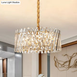 Modern Crystal Drum-Shape Bedroom Pendant Chandelier With 5 Bulbs