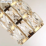 Modern Crystal-Encrusted Cylinder Ceiling Lamp - 10 Bulb Suspension Fixture For Staircase