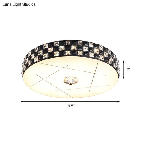 Modern Crystal - Encrusted Led Black Ceiling Mounted Flushmount Lamp For Bedroom
