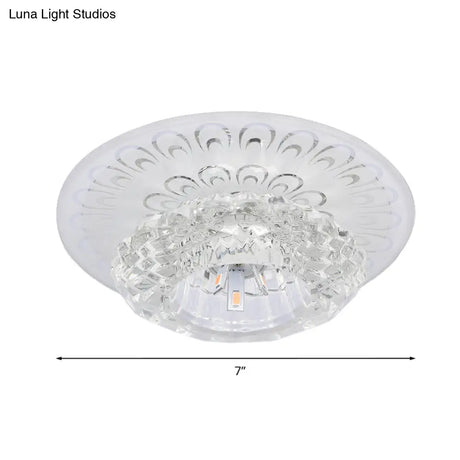 Modern Crystal Flower Hotel Flush Mount Led Ceiling Light Fixture - Layered Design 5.5’/7’ Wide