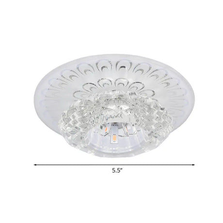 Modern Crystal Flower Hotel Flush Mount Led Ceiling Light Fixture - Layered Design 5.5/7 Wide