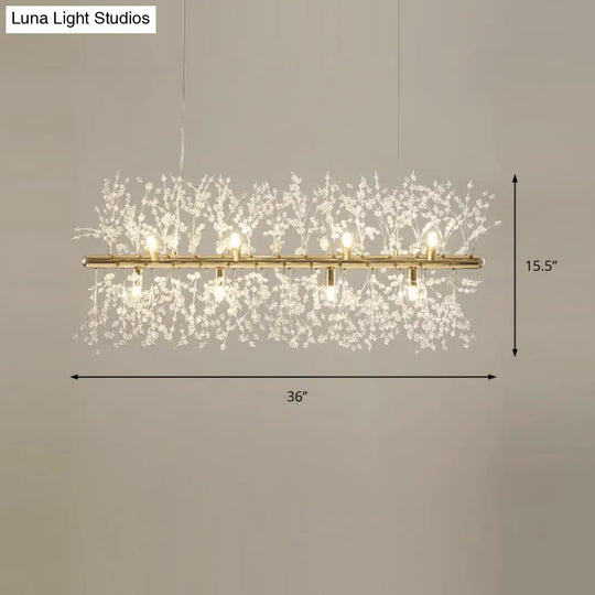 Modern Crystal Flower Island Pendant Ceiling Lamp For Kitchen (9/12-Head Chrome/Gold)