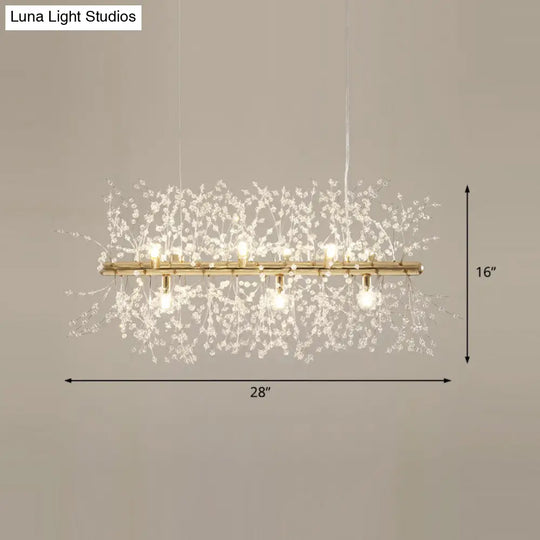 Modern Crystal Flower Island Pendant Ceiling Lamp For Kitchen (9/12-Head Chrome/Gold)