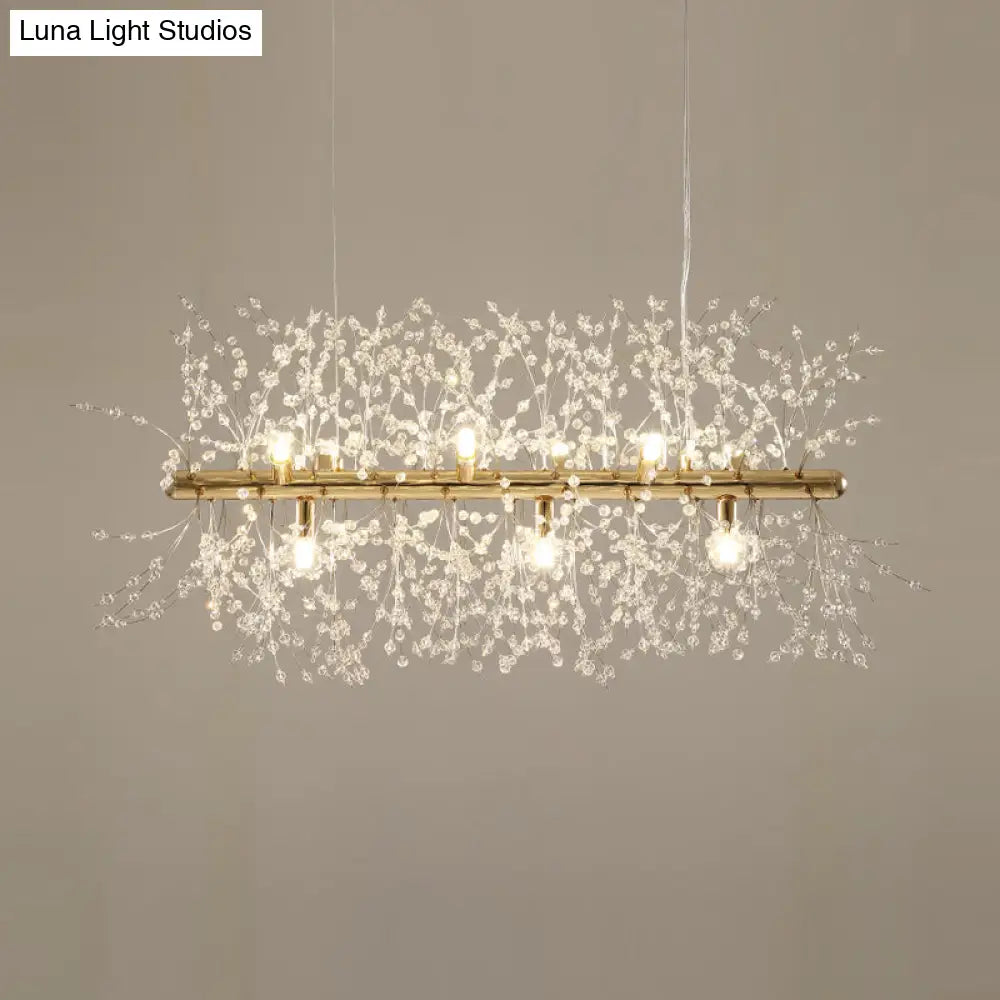 Modern Crystal Flower Island Pendant Ceiling Lamp For Kitchen (9/12-Head Chrome/Gold)