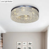 Modern Crystal Flush Mount Ceiling Light Fixture With 6 - Bulb Recessed Lighting