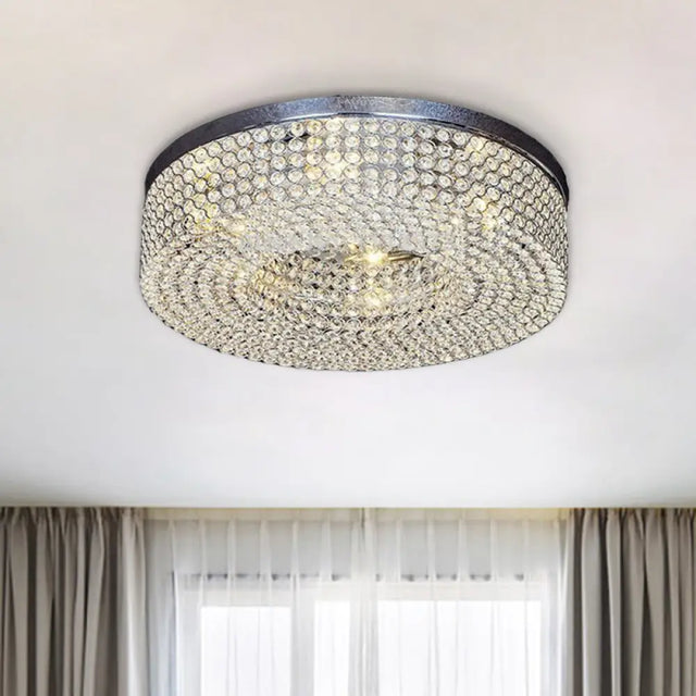 Modern Crystal Flush Mount Ceiling Light Fixture With 6 - Bulb Recessed Lighting Clear