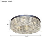 Modern Crystal Flush Mount Ceiling Light Fixture With 6 - Bulb Recessed Lighting