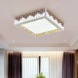 Modern Crystal Flush Mount Ceiling Light Fixture With Honeycomb Design - White-Gold Led Lighting