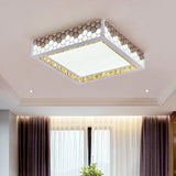 Modern Crystal Flush Mount Ceiling Light Fixture With Honeycomb Design - White-Gold Led Lighting