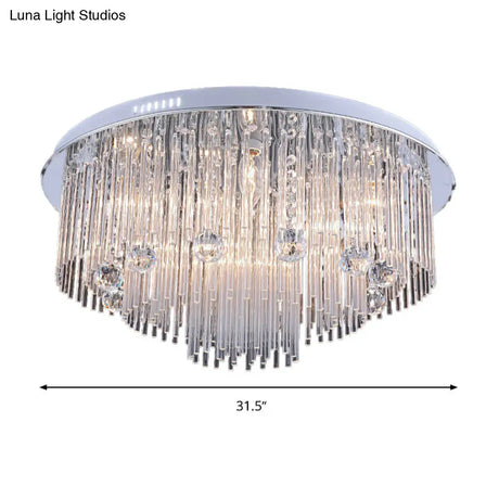 Modern Crystal Flush Mount Ceiling Light Fixture With Tiered Design And Multiple Head Options