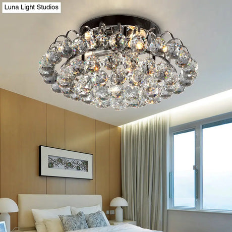 Modern Crystal Flush Mount Lamp - Tapered Design 3 Lights Black Ceiling Fixture