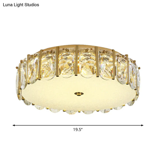 Modern Crystal Flush Mount Led Ceiling Light For Bedrooms With Stainless-Steel Finish