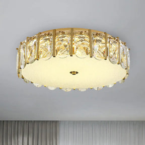 Modern Crystal Flush Mount Led Ceiling Light For Bedrooms With Stainless-Steel Finish Clear