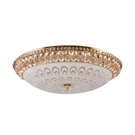 Modern Crystal Glass Led Gold Domed Flush Mount Ceiling Light For Bedroom 16/19.5 Width
