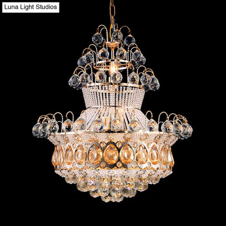 Modern Crystal Gold Chandelier Ceiling Light Fixture - 10 Lights Bedroom