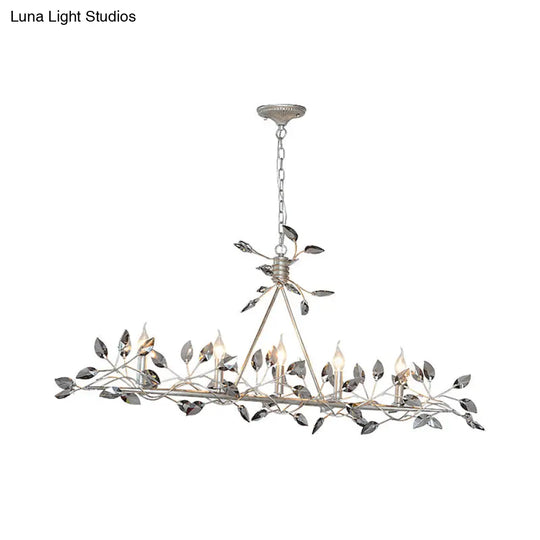 Modern Crystal Island Pendant Light With Silver/Gold Leaf Finish - 5 Heads Ideal For Dining Room