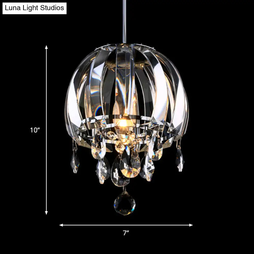 Jellyfish Crystal Petals Mini Pendant - Contemporary Dining Hall Hanging Light
