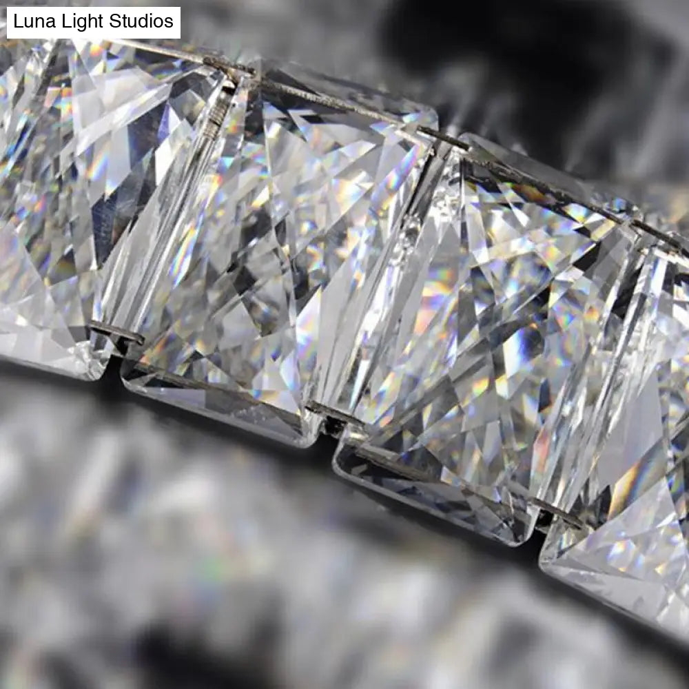 Modern Crystal Led Bedroom Flush Mount Light In Chrome With Warm/White Lighting
