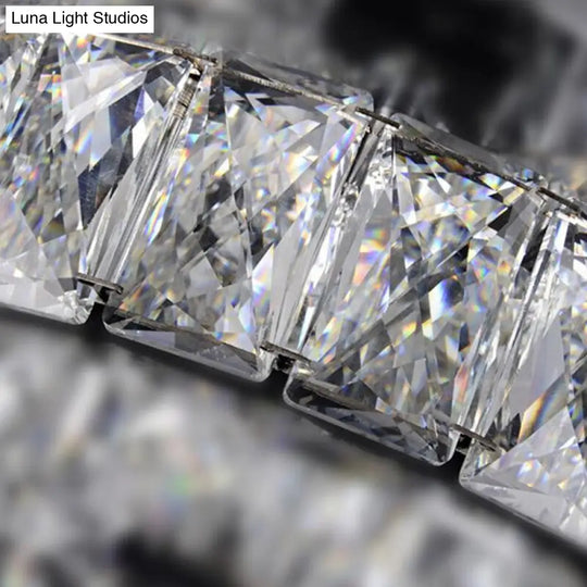 Modern Crystal Led Bedroom Flush Mount Light In Chrome With Warm/White Lighting