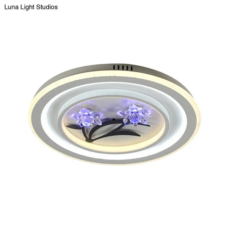 Modern Crystal Led Ceiling Lamp For Great Rooms - Round/Square White Flushmount