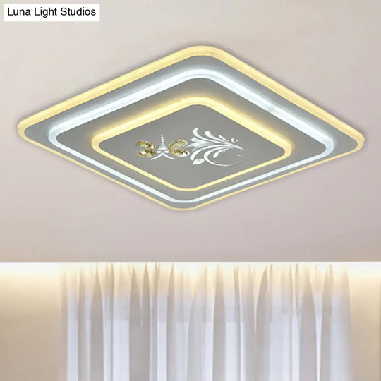 Modern Crystal Led Ceiling Lamp White Flush Mount For Dining Room