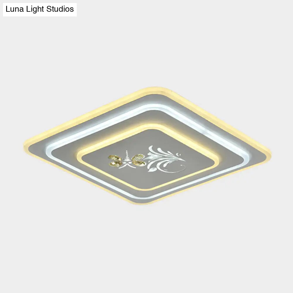 Modern Crystal Led Ceiling Lamp White Flush Mount For Dining Room