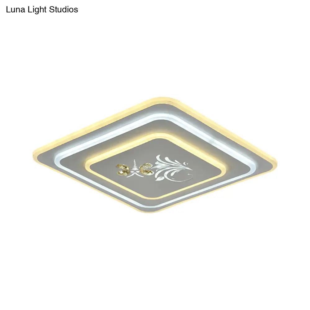 Modern Crystal Led Ceiling Lamp – White Flush Mount For Dining Room