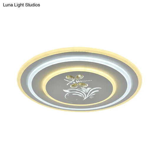 Modern Crystal Led Ceiling Lamp White Flush Mount For Dining Room