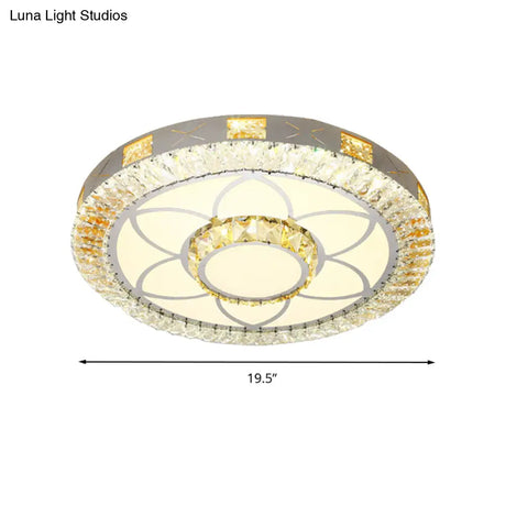 Modern Crystal Led Ceiling Light For Bedroom With White Flush Mount