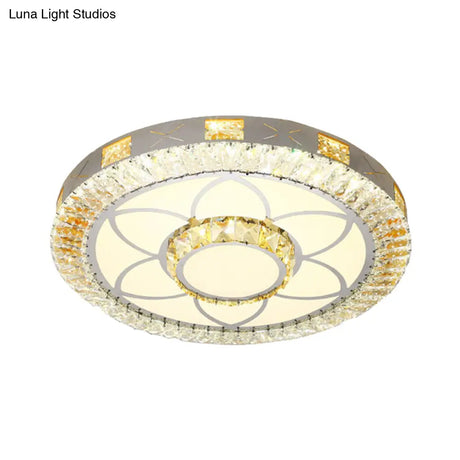 Modern Crystal Led Ceiling Light For Bedroom With White Flush Mount